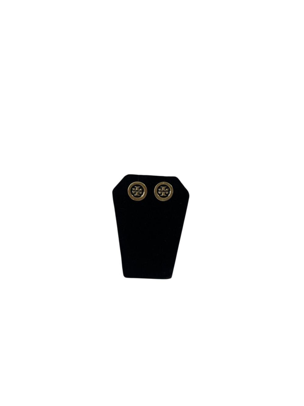 Women's Tory Burch Gold & Black Logo Stud Earrings One Size